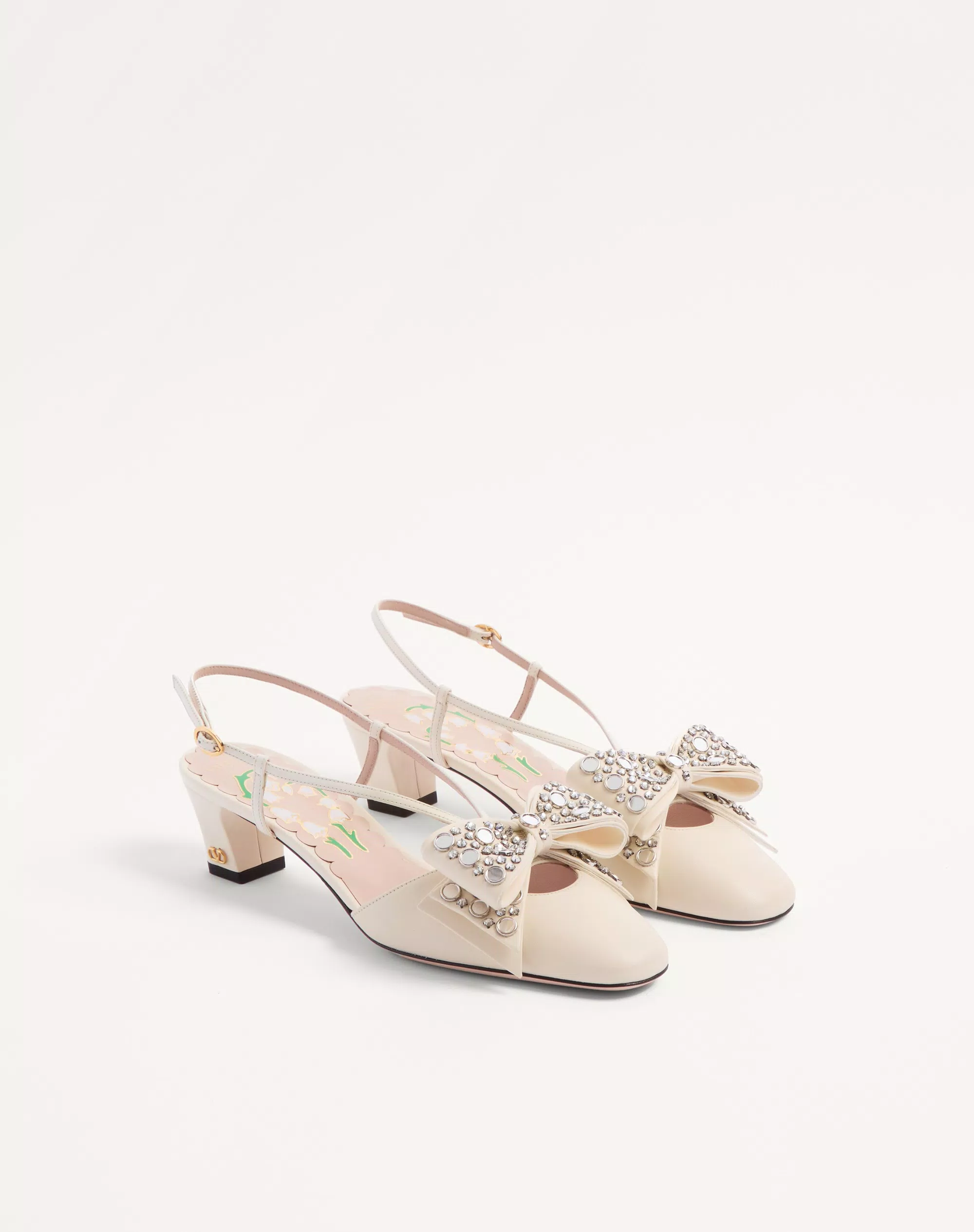 Valentino Bowow Slingback Pumps In Kidskin With Mirrors And Crystals 45Mm - Image 7